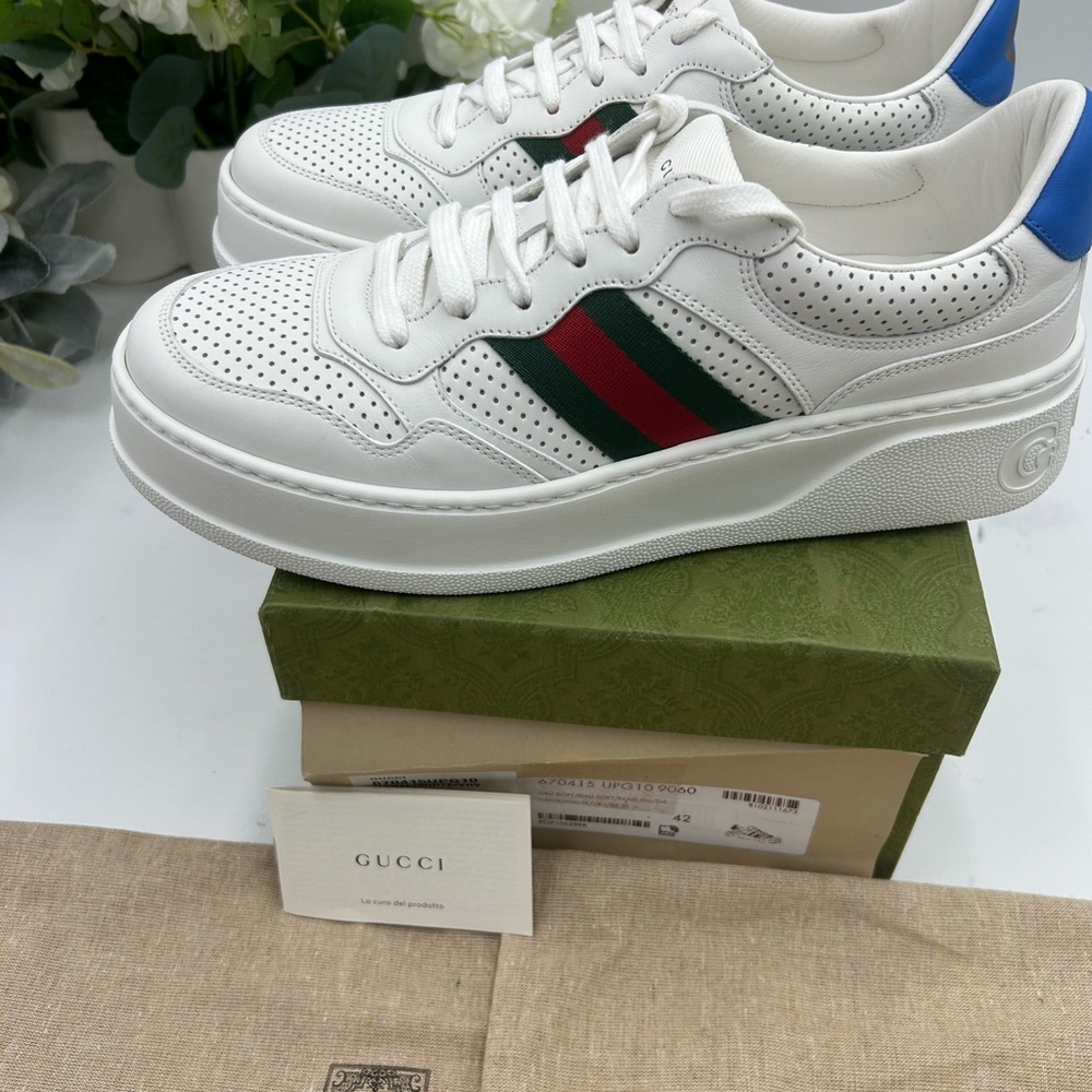 Women's Gucci chunky web sneakers size 42 fits 11 US made in Italy